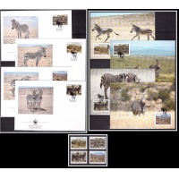 Намибия 1991 г. № 702-705 Фауна. WWF. Зебры. Серия+4КПД+4MAXI